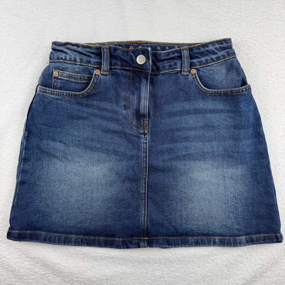 Boden Denim Mini Skirt Girls 13-14Y Blue Star‎ Embroidery Stretch Casual Classic